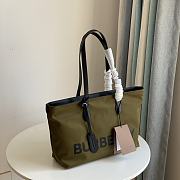 Burberry Medium Logo Nylon Green Tote Bag - 35x12x25cm - 2