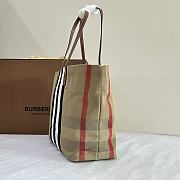 Burberry Check Canvas Leather Tote In Beige - 35.5x14.5x30cm - 3