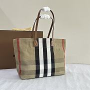 Burberry Check Canvas Leather Tote In Beige - 35.5x14.5x30cm - 4