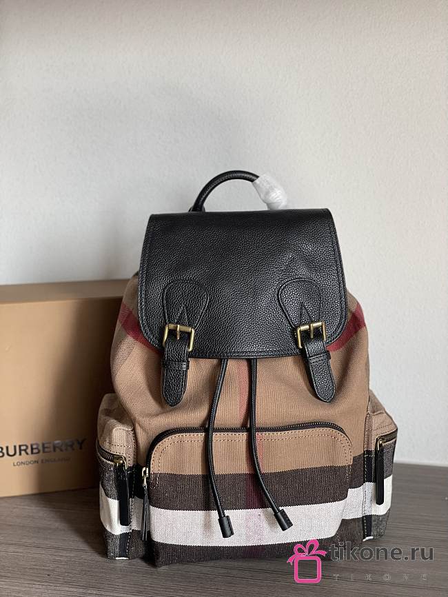 Burberry The Rucksack In Canvas Check And Leather Classic - 42x28x15cm - 1