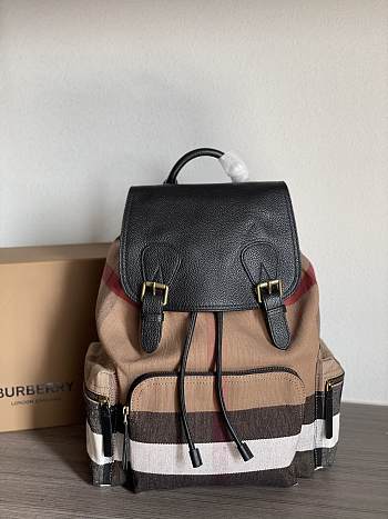 Burberry The Rucksack In Canvas Check And Leather Classic - 42x28x15cm