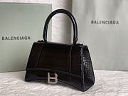 Balenciaga Hourglass Small Black Crocodile Embossed Silver Hardware - 23x10x14cm - 6