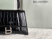 Balenciaga Hourglass Small Black Crocodile Embossed Silver Hardware - 23x10x14cm - 5