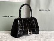 Balenciaga Hourglass Small Black Crocodile Embossed Silver Hardware - 23x10x14cm - 4