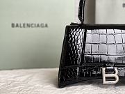 Balenciaga Hourglass Small Black Crocodile Embossed Silver Hardware - 23x10x14cm - 3