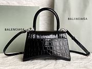 Balenciaga Hourglass Small Black Crocodile Embossed Silver Hardware - 23x10x14cm - 2