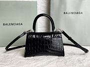 Balenciaga Hourglass XS Black Crocodile Embossed Silver Hardware - 19x8x13cm - 6