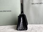 Balenciaga Hourglass XS Black Crocodile Embossed Silver Hardware - 19x8x13cm - 5