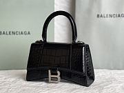 Balenciaga Hourglass XS Black Crocodile Embossed Silver Hardware - 19x8x13cm - 4