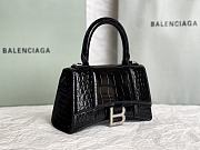 Balenciaga Hourglass XS Black Crocodile Embossed Silver Hardware - 19x8x13cm - 3