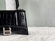 Balenciaga Hourglass XS Black Crocodile Embossed Silver Hardware - 19x8x13cm - 2