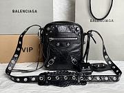 Balenciaga Le Cagole Messenger Black Arena Lambskin Silver Hardware - 21x17x4.5cm - 1