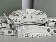 Balenciaga Le Cagole XS Shoulder Bag White Arena Lambskin Aged Silver Hardware With Rhinestones - 26×16×10cm - 6