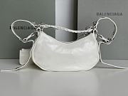 Balenciaga Le Cagole XS Shoulder Bag White Arena Lambskin Aged Silver Hardware With Rhinestones - 26×16×10cm - 5