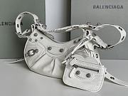 Balenciaga Le Cagole XS Shoulder Bag White Arena Lambskin Aged Silver Hardware With Rhinestones - 26×16×10cm - 2