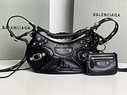 Balenciaga Le Cagole XS Shoulder Bag Black Arena Lambskin Aged Silver Hardware With Rhinestones - 26×16×10cm - 1