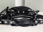 Balenciaga Le Cagole XS Shoulder Bag Black Arena Lambskin Aged Silver Hardware With Rhinestones - 26×16×10cm - 4