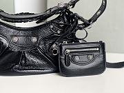 Balenciaga Le Cagole XS Shoulder Bag Black Arena Lambskin Aged Silver Hardware With Rhinestones - 26×16×10cm - 2