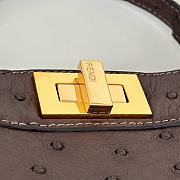 Fendi Peekaboo ISeeU Small Petite Chocolate Ostrich Leather Bag - 27x11x20cm - 6