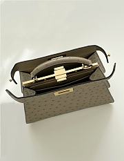 Fendi Peekaboo ISeeU Small Petite Taupe Ostrich Leather Bag - 27x11x20cm - 3