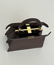 Fendi Peekaboo ISeeU Petite Chocolate Ostrich Leather Bag - 20x11x15cm - 6