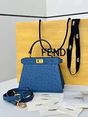 Fendi Peekaboo ISeeU Petite Blue Ostrich Leather Bag - 20x11x15cm - 1