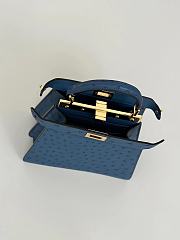 Fendi Peekaboo ISeeU Petite Blue Ostrich Leather Bag - 20x11x15cm - 5