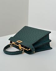 Fendi Peekaboo ISeeU Petite Dark Green Ostrich Leather Bag - 20x11x15cm - 3