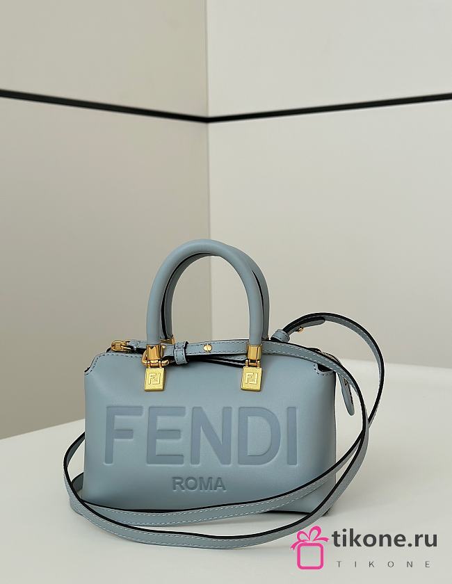 By The Way Mini Light Blue Leather Boston Bag - 20.5x9x12cm - 1