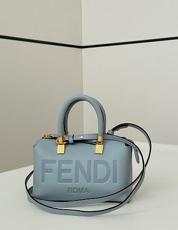 By The Way Mini Light Blue Leather Boston Bag - 20.5x9x12cm