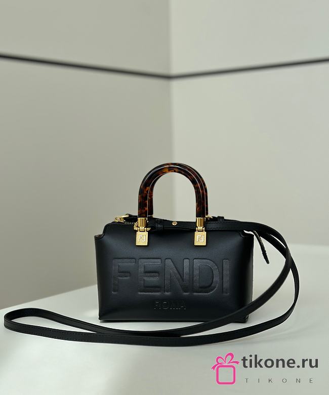 Fendi By The Way Mini Boston Bag In Black Leather - 20.5x9x12cm - 1