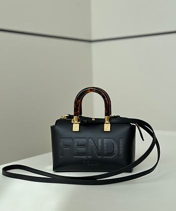 Fendi By The Way Mini Boston Bag In Black Leather - 20.5x9x12cm