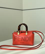 Fendi By The Way Mini Boston Bag In Orange Leather - 20.5x9x12cm - 1