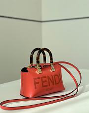 Fendi By The Way Mini Boston Bag In Orange Leather - 20.5x9x12cm - 3