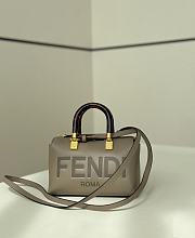 Fendi By The Way Mini Boston Bag In Elephant Gray Leather - 20.5x9x12cm - 1