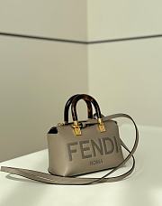 Fendi By The Way Mini Boston Bag In Elephant Gray Leather - 20.5x9x12cm - 6