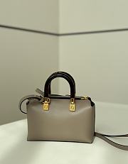 Fendi By The Way Mini Boston Bag In Elephant Gray Leather - 20.5x9x12cm - 3