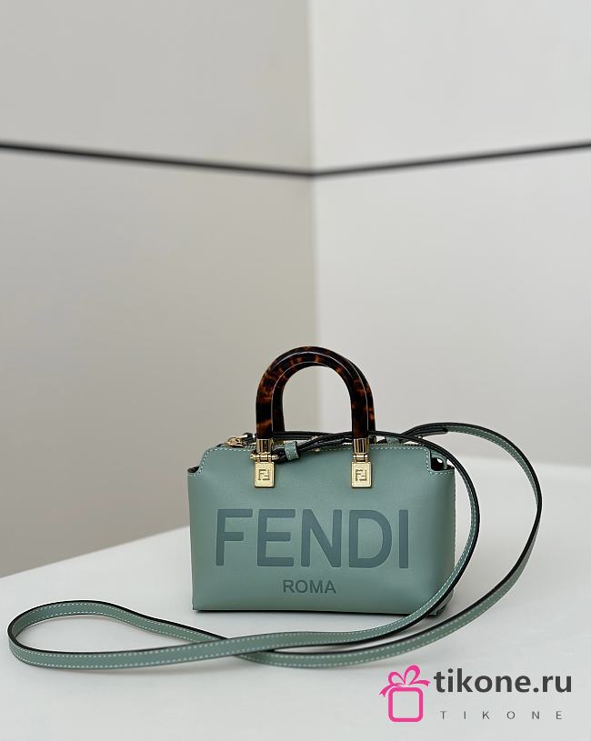 Fendi By The Way Mini Boston Bag In Green Leather - 20.5x9x12cm - 1