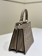 Fendi Peekaboo ISeeU Dove Grey Leather Bag With FF Interlacing - 20x11x15cm - 3