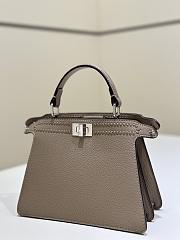 Fendi Peekaboo ISeeU Dove Grey Leather Bag With FF Interlacing - 20x11x15cm - 2