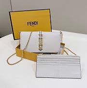 Fendigraphy Wallet On Chain White Leather Wallet - 21.5x11x4.5cm - 1