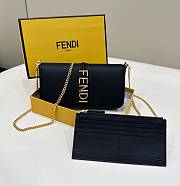 Fendigraphy Wallet On Chain Black Leather Wallet - 21.5x11x4.5cm - 1