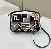 Fendi Baguette Mini Canvas Bag With Multicolor FF Embroidery - 20x13x5cm - 1