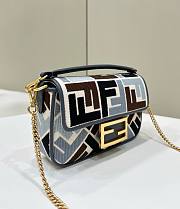 Fendi Baguette Mini Canvas Bag With Multicolor FF Embroidery - 20x13x5cm - 5