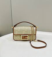 Fendi Baguette Mini Natural Straw Bag With FF Embroidery - 20x13x5cm - 1