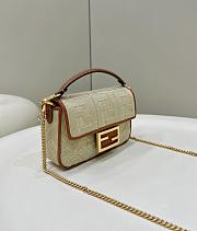 Fendi Baguette Mini Natural Straw Bag With FF Embroidery - 20x13x5cm - 4