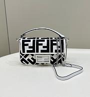 Fendi Baguette Mini Canvas Bag With White And Black FF Embroidery - 20x13x5cm - 1