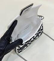 Fendi Baguette Mini Canvas Bag With White And Black FF Embroidery - 20x13x5cm - 4