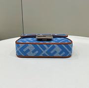 Fendi Baguette Mini Light Blue FF Jacquard Fabric Bag - 20x13x5cm - 2