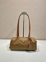 Prada Re-Nylon And Leather Medium Top Handle Bag With Padlock Brown - 29x12.5x10cm - 1